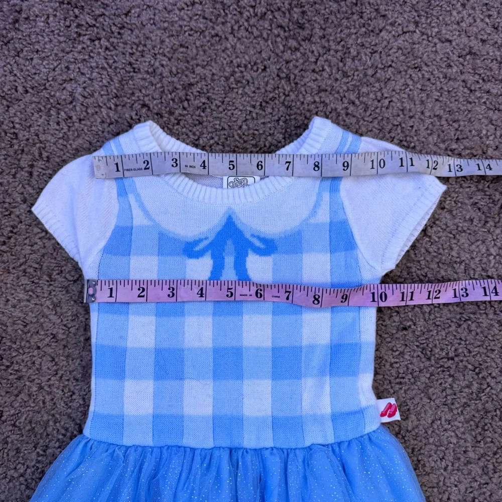 The Wizard of Oz Toddler Girl White Blue Gingham Dorothy Cosplay Sweater Dress